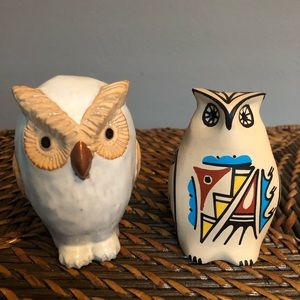 Pottery owl figurines
